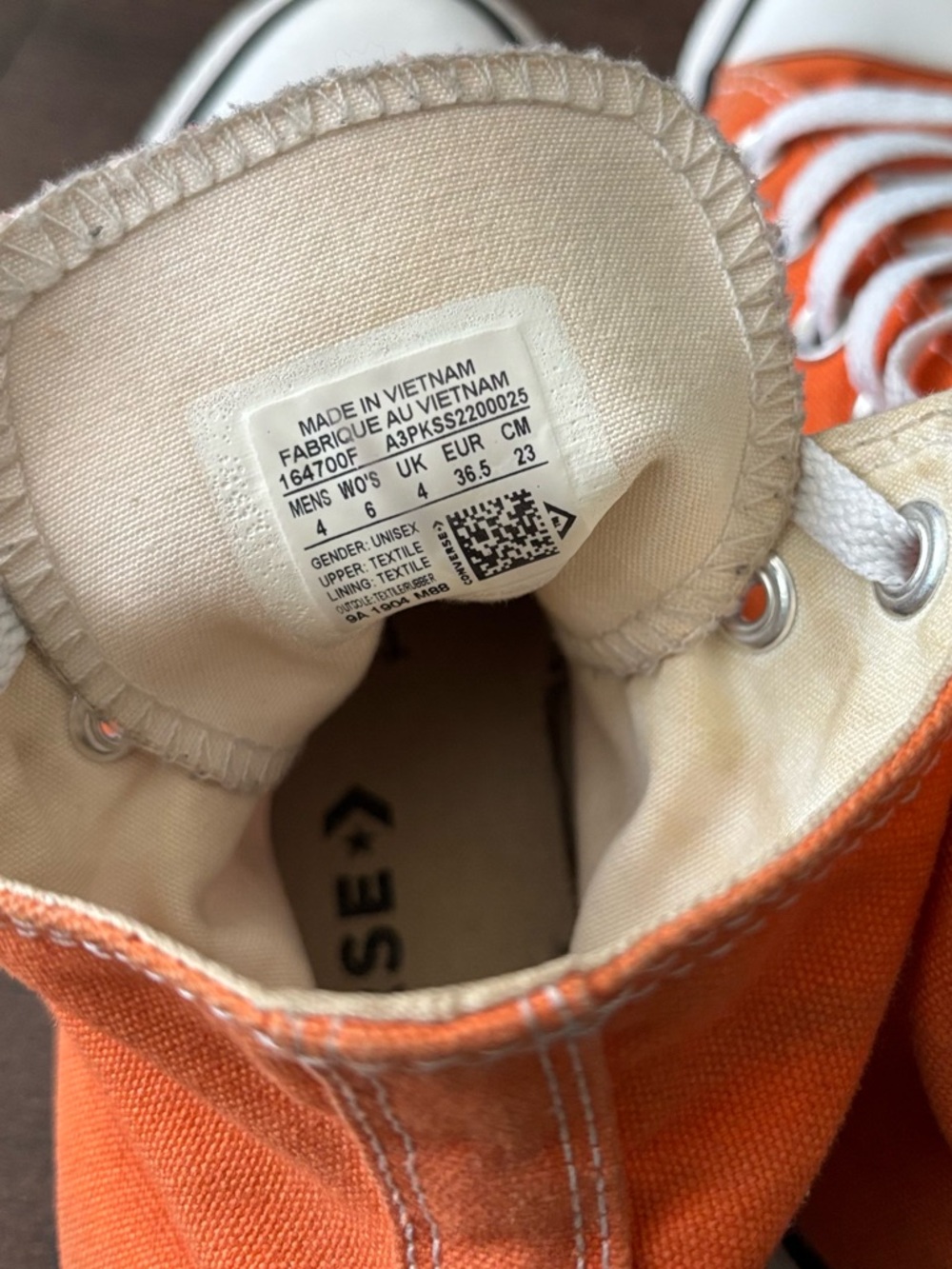 Converse Chuck Taylor All Star High Top Orange White Canvas Sneakers W6 M4 - Picture 2 of 7
